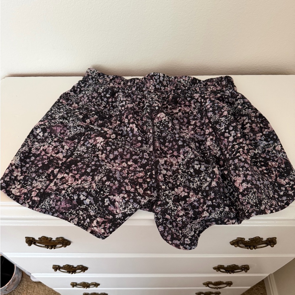 Lululemon Floral Track That Black Pink Print Size 10 Running Gym Athletic